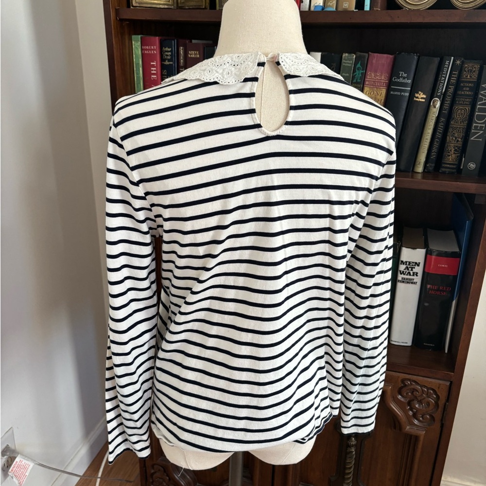 Boden Black and White Striped Boatneck Top - Picture 6 of 9